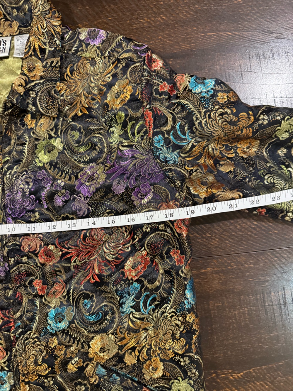 Chico’s Design Floral Brocade Quilted Jacket Size 0 (S) Zip Front - Picture 9 of 12